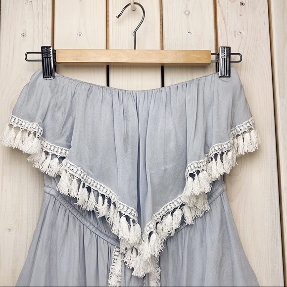 L’ ATISTE by Amy | Blue Strapless Tassel Romper - Picture 4 of 12